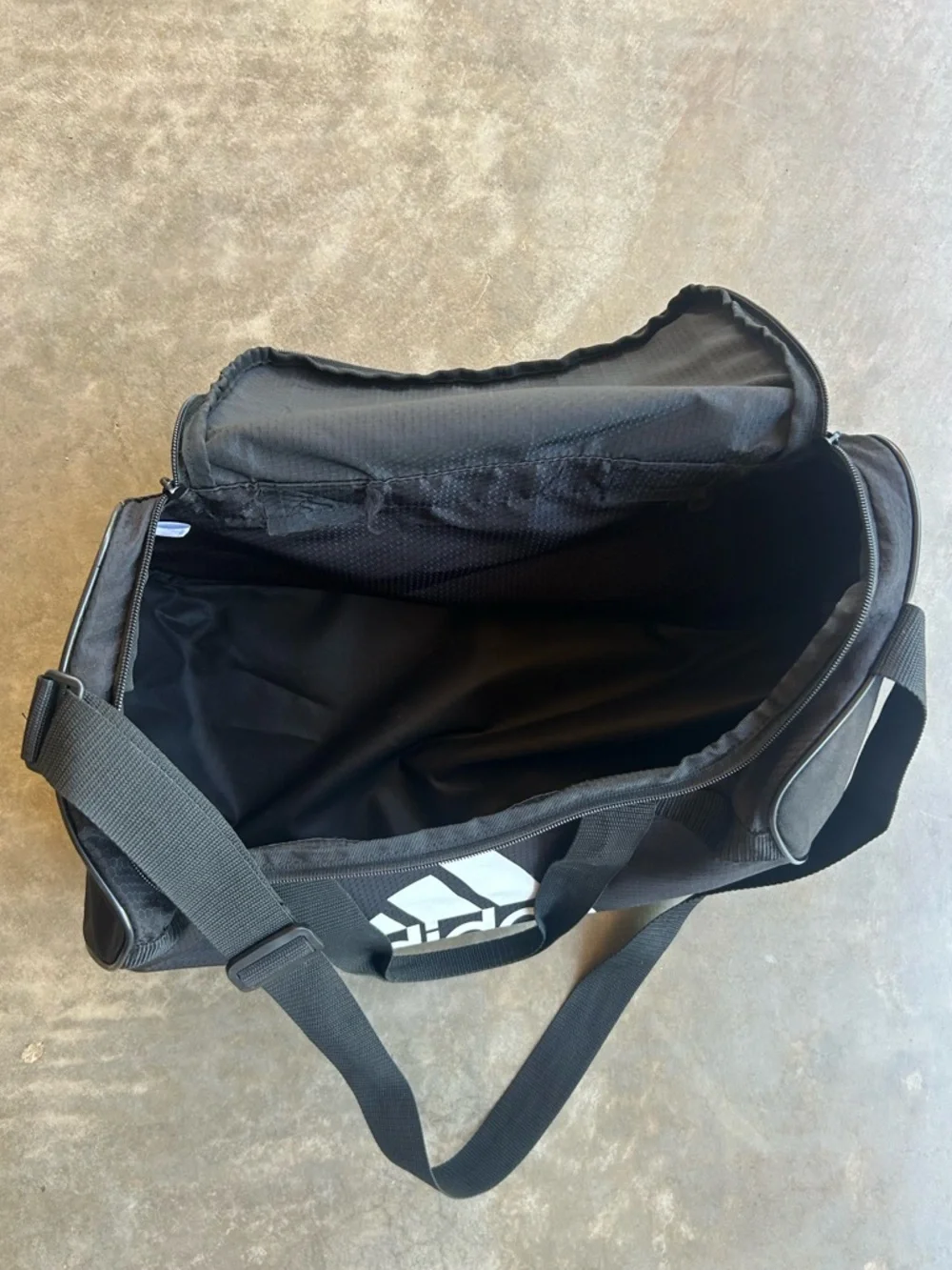 adidas Black Duffel with White Logo - Men's Small Gym Bag